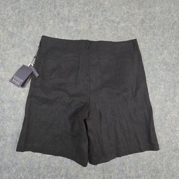 NYDJ Womens NWT Black Solid Lift/Tuck Linen Blend Bermuda Shorts Sz 12 Slimming - Picture 2 of 11